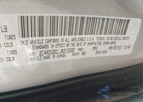 2018 Dodge Grand Caravan Se z USA, uszkodzony, nr VIN 2C4RDGBG1JR215392